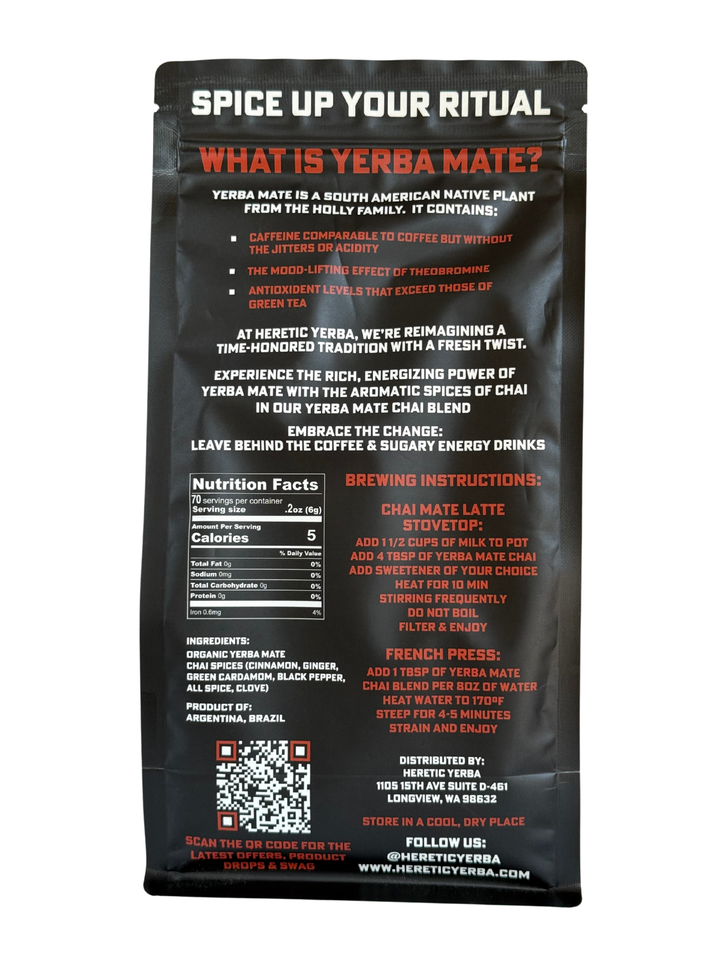 10 Pack - 16oz Yerba Mate Chai blend.