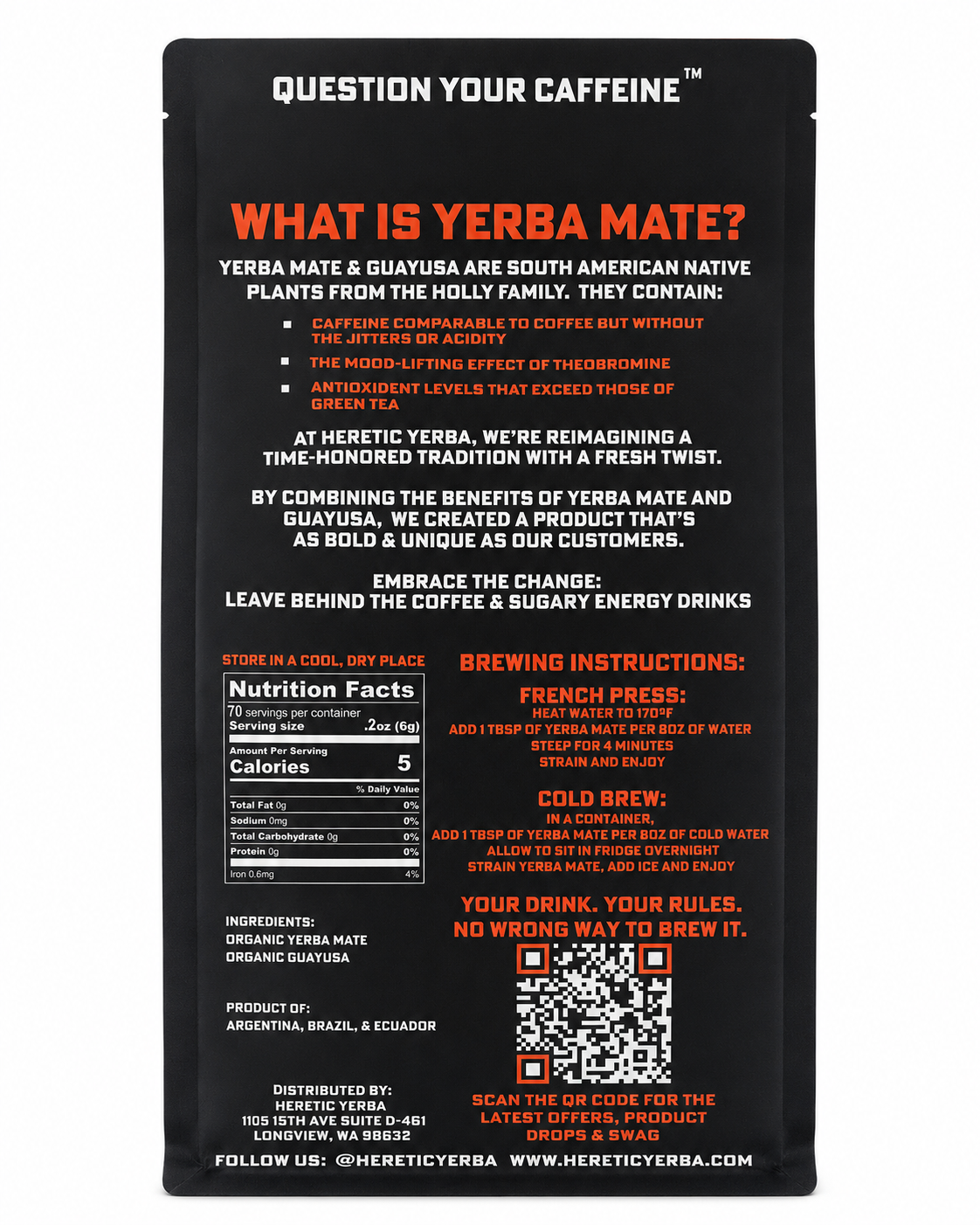 Yerba Mate / Guayusa Blend 16oz