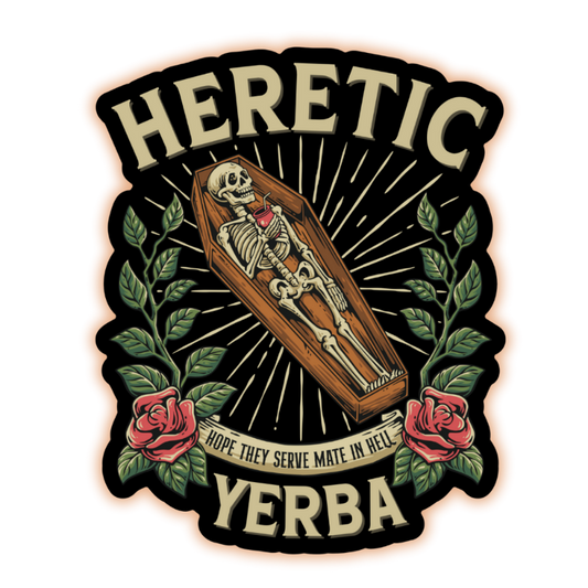 "Hope They Serve Mate in Hell" Coffin Crest Sticker