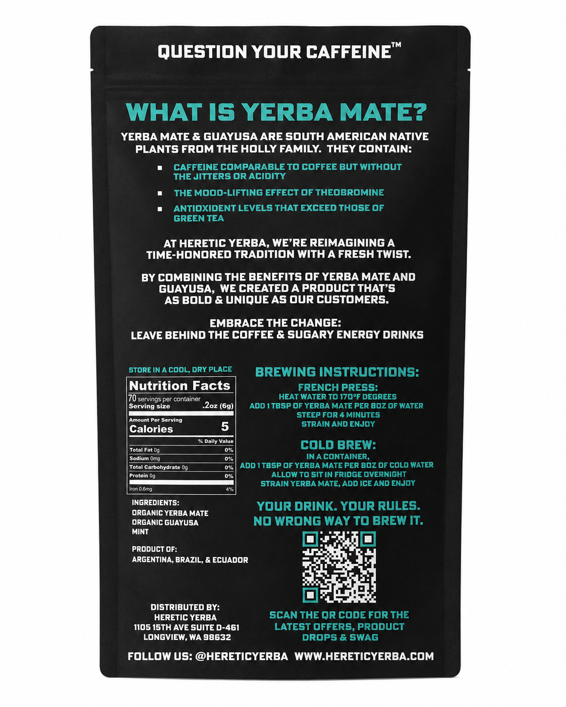 Yerba Mate / Guayusa / Mint Blend 16oz
